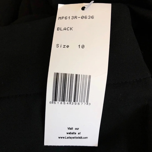 Lafayette 148 New York Black Pleated Straight Leg Side Zip Pants Size 10 NWT - Picture 7 of 12